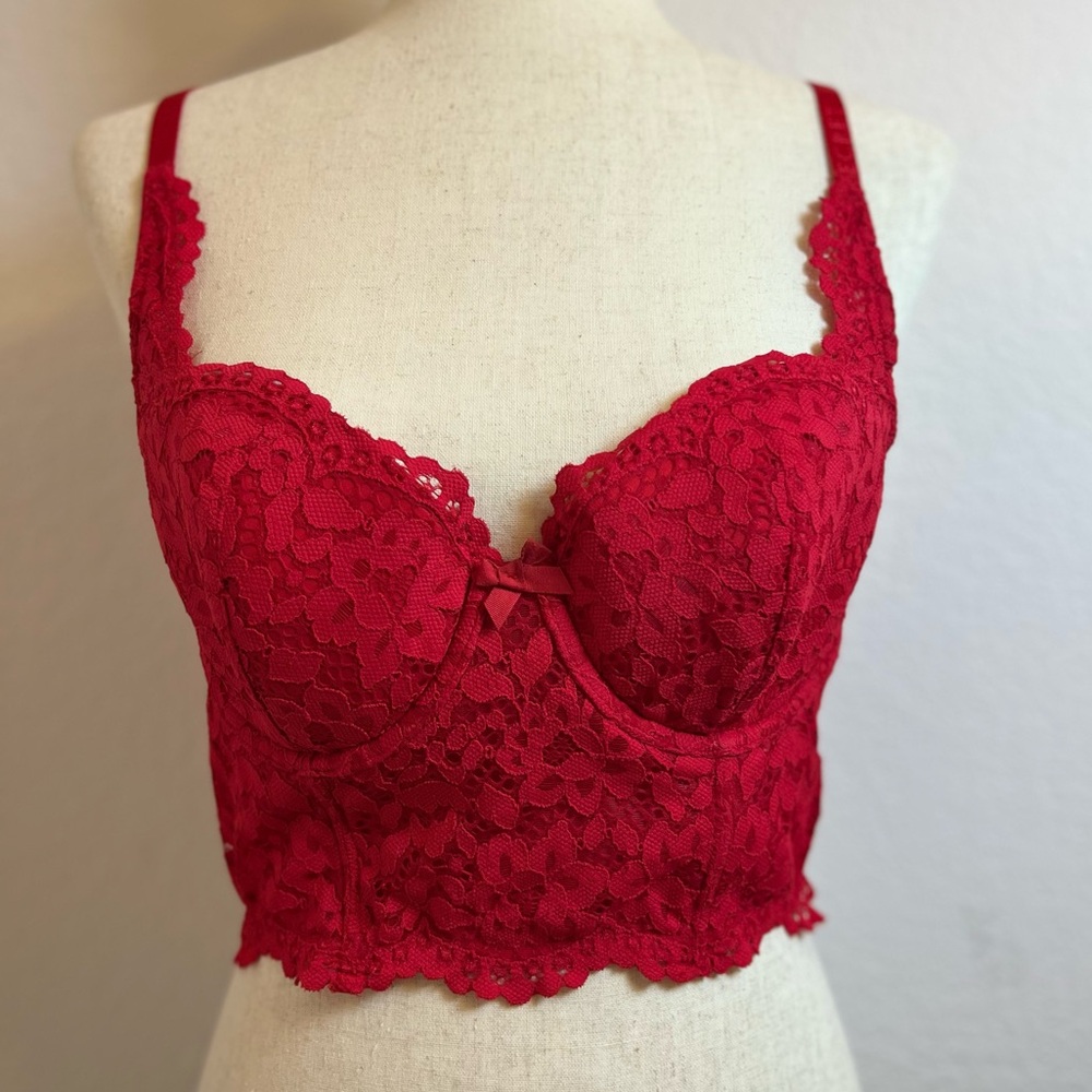 Victoria's Secret Scarlet Lace‎ Bustier Size 36C